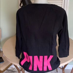Pink Victoria’s Secret scoop neck black sweatshirt
